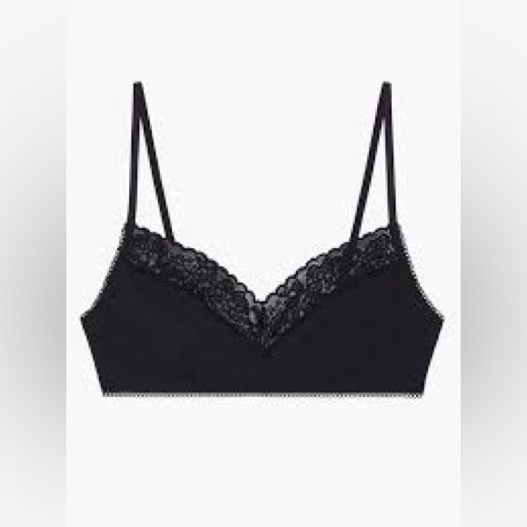 SHEIN Other - SHEIN Black Bra Basic Bralette Lace Peak-A-Boo Trim Top Shirt Adjustable Strap